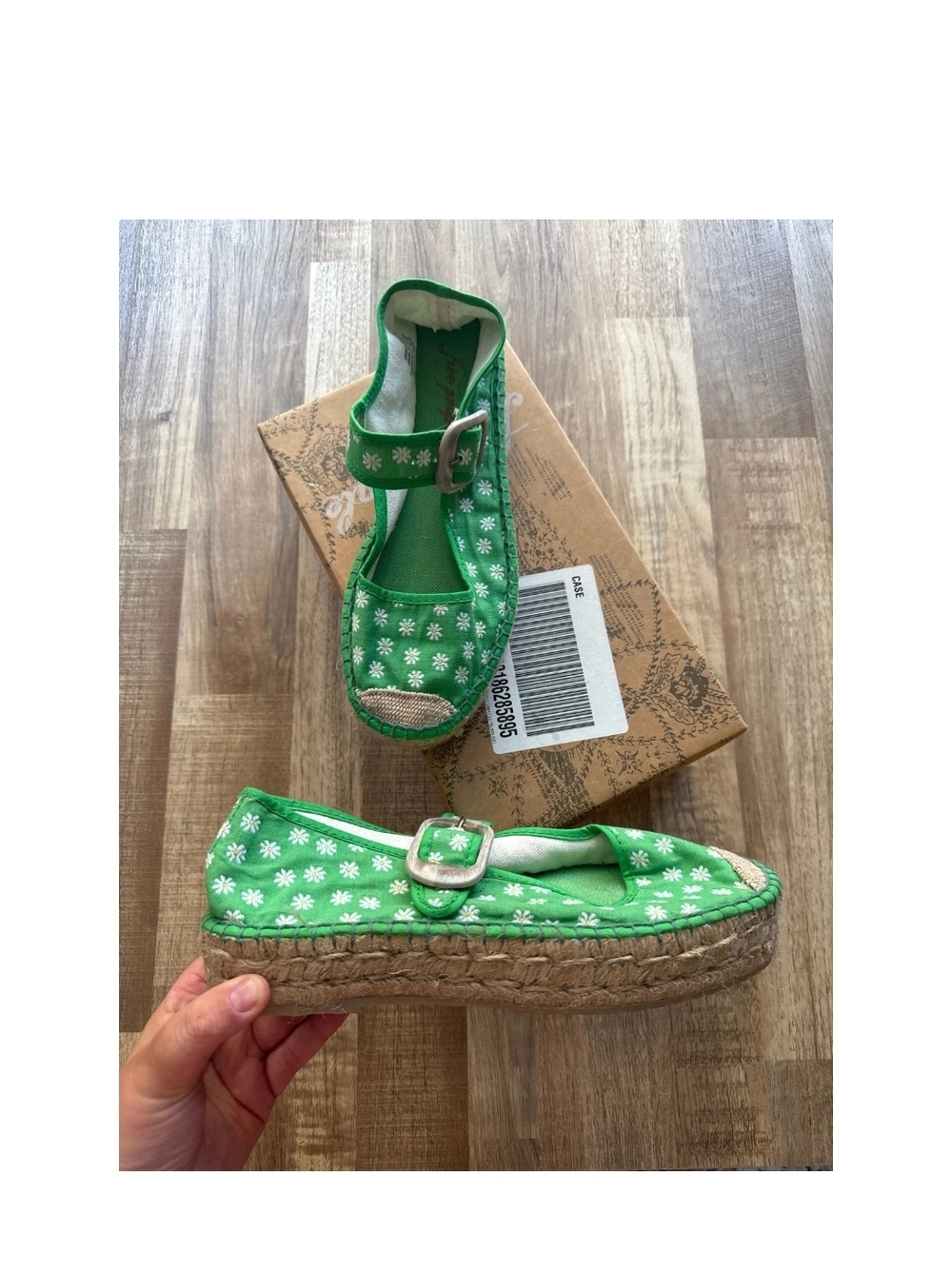 Free People Green Polka Dot Espadrille Mary Jane Flats - Picture 4 of 6